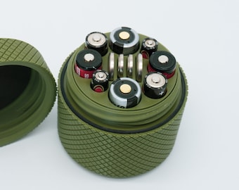 Range Puck L: Waterproof Battery Storage for 18650, AA, AAA, CR123A, CR2032