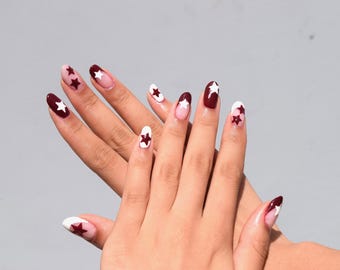 Hand Made Press On Nails: Bows, Hearts & Aura Design