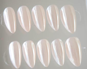 Handmade Glazed Donut Chrome Press On Nails: Pink Bubble Bath