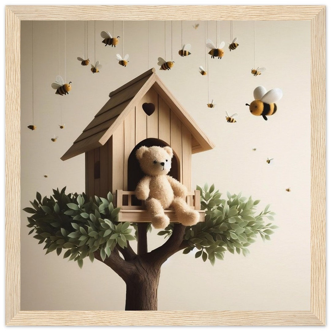 A Treehouse Sanctuary Wooden Framed Wall Art for Nursery or Kids Room