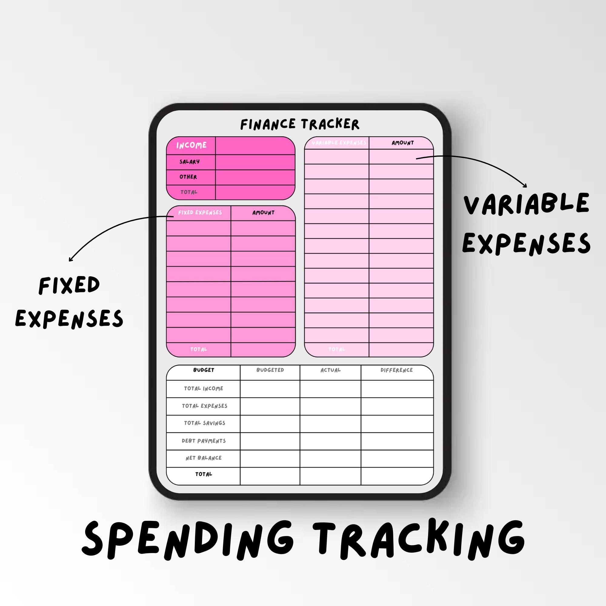 Finance Tracker Digital Template | Budget Planner Pink - Etsy