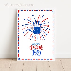July Fourth Handprint Keepsake Art, Printable, 4th of July DIY Craft, Independence Day Preschool Craft, Crafts for Kids, Toddler Craft