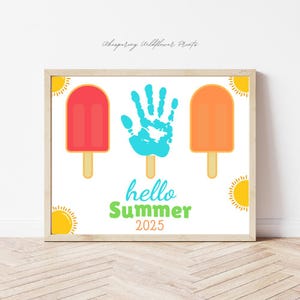 Summer Handprint Craft, Printable Handprint Art, Summer Handprint Art, Summer Art for Kids, Handprint Footprint Craft, Printable