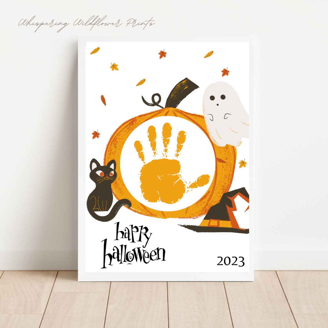 Halloween Handprint Craft Art, Printable Halloween Keepsake Craft