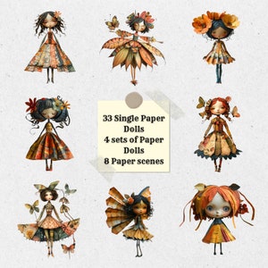WUNDERBAR Papierpuppen, Clip Art, Mixed Media, Junk Journal Dolls, veränderte Kunst, digitale Ephemera, Geburtstagsthema, Scrapbooking PNG,