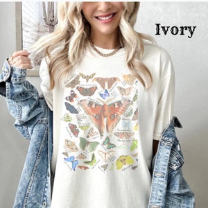 Vintage Butterfly & Moth TShirt, Comfort Colors® Shirt, Cottagecore Aesthetic, Oversized shirt, Nature lover gift, gift for lepidopterist