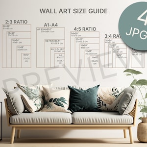 Ensemble de 4 guides de taille d&#39;art mural, tableau de taille d&#39;image Japandi, guide de modèle de cadre Galerie Guide mural Tableau de taille de toile Tailles de cadre