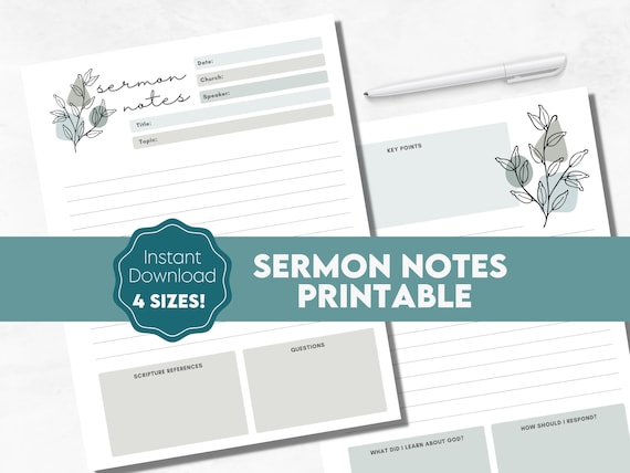 Sermon Notes Printable Botanical Sermon Notes Sermon Notes Template Christian Planner Printable Happy Planner Sermon Notes