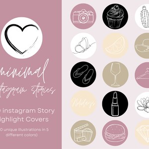 Portadas mínimas de Instagram destacadas, íconos minimalistas destacados, colores rosa, crema, beige, negro y blanco Historia de estilo de vida destaca neutrales