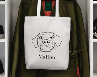 Dog Print Tote Bag Personalized Name Minimalistic Accessory for Everyday Essentials Reusable Shopping Bag with Name Gift for Dog Lovers