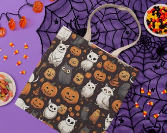 Halloween-Katzen-Einkaufstasche, Kürbis-Tier wiederverwendbare Einkaufstasche