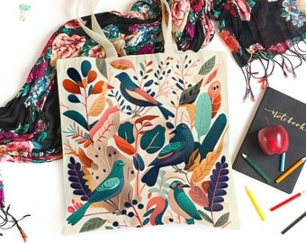 Tote tas mooie vogel lente trendy schoudertas met vogels Watcher cadeau Tote Fowls bedrukte herbruikbare Tote zangvogels bos tas voor cadeau