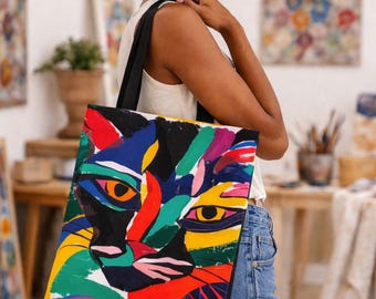 Matisse Cat Print Tote Bag, Colorful Art