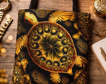 Turtle Tote, Ocean Animal Art Carry, Reusable Shopping Gift