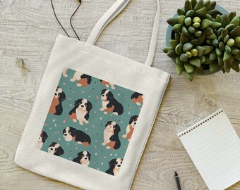 Cute Green Dog Pattern Polyester Tote Bag | Funny Puppies Print | Trendy Reusable Animal Tote | Stylish and Eco-Friendly Shopping Bag