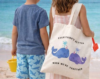 Whale Tote, Ocean Quote Carry, Cotton Beach Shopping Gift