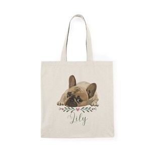 fourre-tout personnalisable bouledogue français avec nom Sac à main personnalisé en toile écologique Cadeau Frenchie unique pour les amoureux des chiens image 8