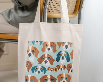 Dog Lovers Gift Bag Adorable Dog Print Funny Shoulder Tote Present Recycable Bag Blue Environment Tote Cute Canine Carryall Pet Fashion