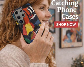 Telefoonhoesje abstracte kunst, moderne cover met kleurvlakken, cadeau in galerijstijl