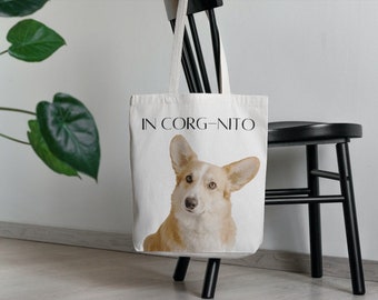 Funny Corgi tote bag Personalized Pembroke dog tote White Corgi design everyday bag Reusable eco Corgi Handbag Best Corgi gift tote bag