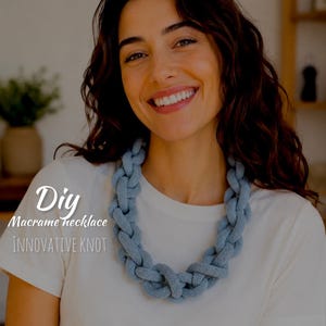 Tutorial innovativo per collana in macramè in PDF e video / Collana in corda fai da te di grande effetto / Guida passo passo per principianti / Modello moderno per gioielli in fibra