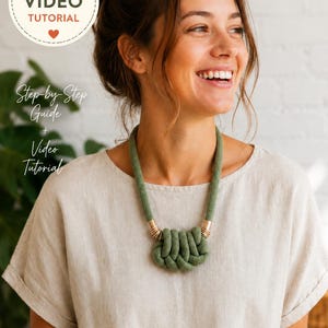 Tutoriel sur le collier en macramé PDF et vidéo | Collier corde tendance bricolage | Guide du débutant pas à pas | Modèle de bijoux en fibre moderne