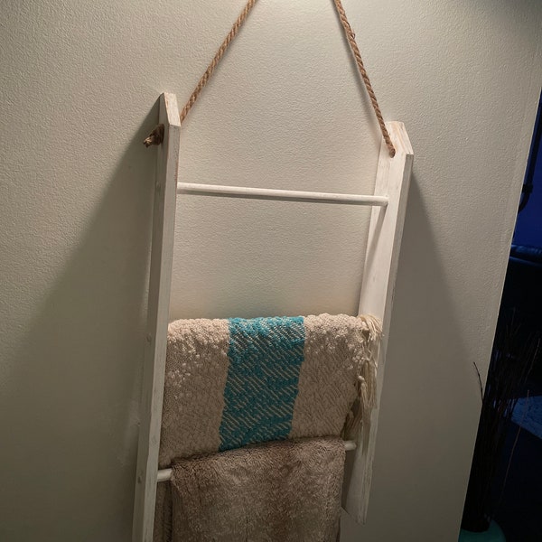 Rustic Wooden Blanket Ladder, Wood Wall Hanging blanket ladder, farmhouse wall decor, farmhouse style hanging towel Rack, farmhouse rack