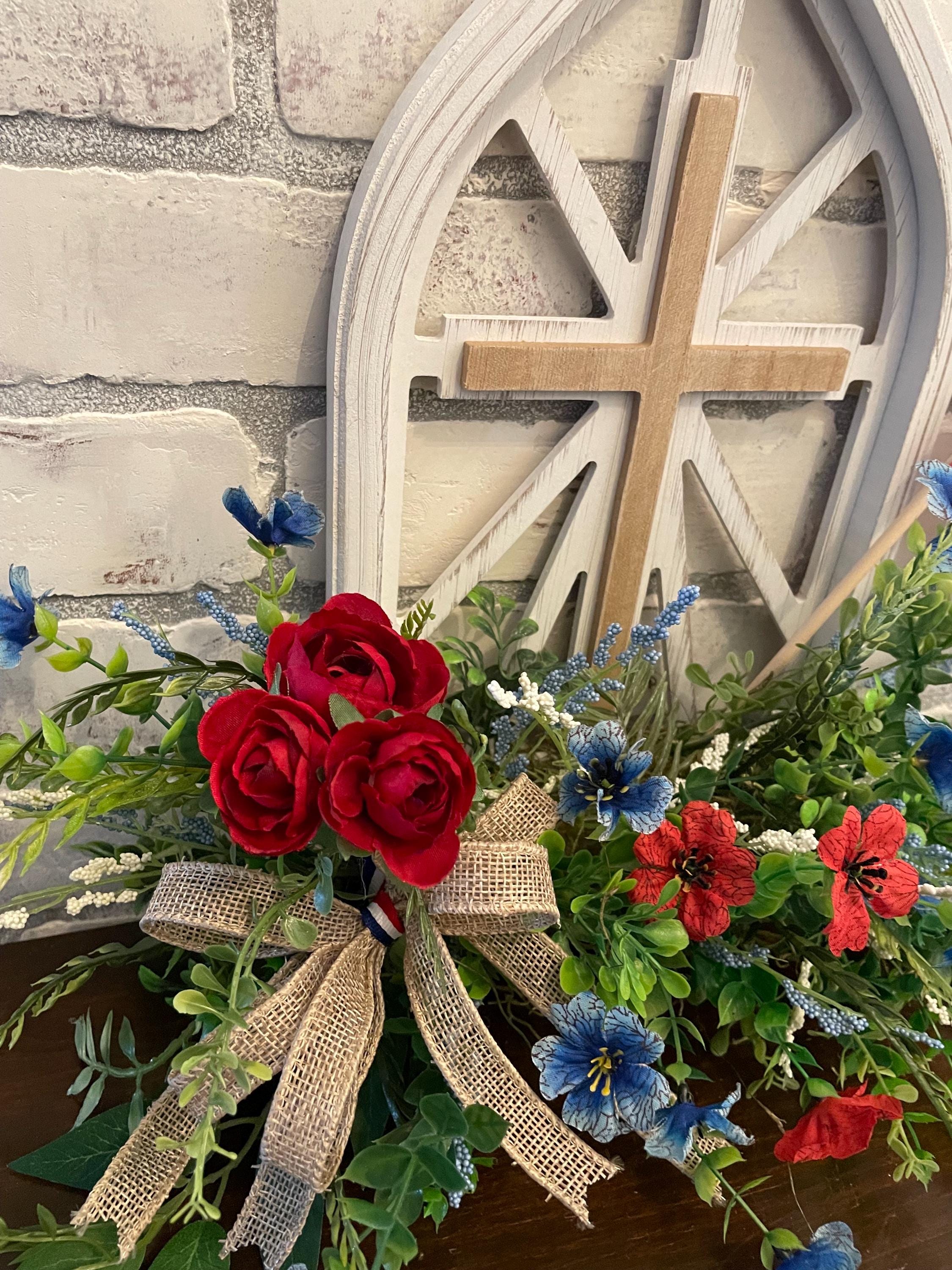 Patriotic Cross, Flag Table Decor, Military Wedding, Ceremony, Funeral ...
