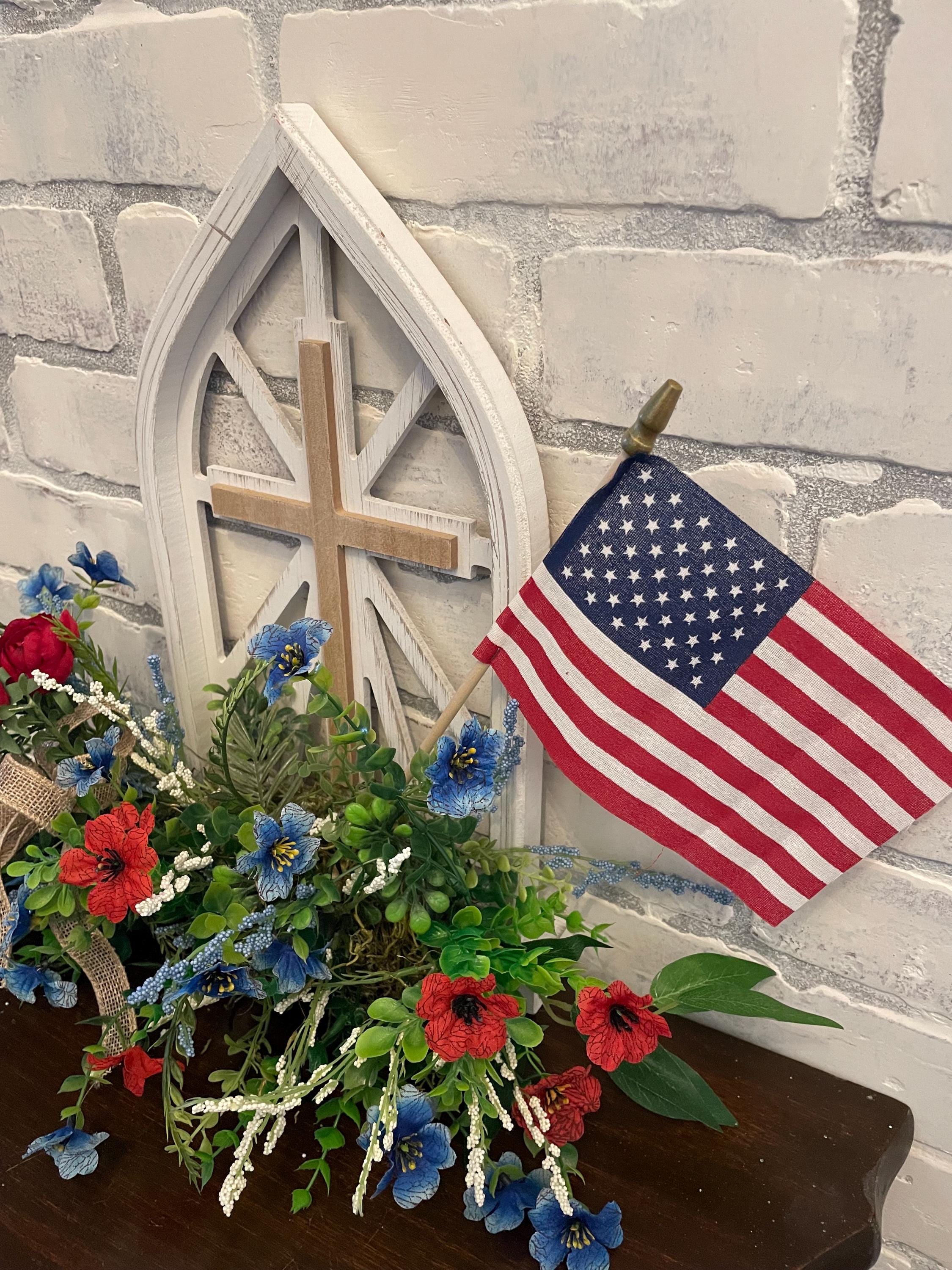 Patriotic Cross, Flag Table Decor, Military Wedding, Ceremony, Funeral ...