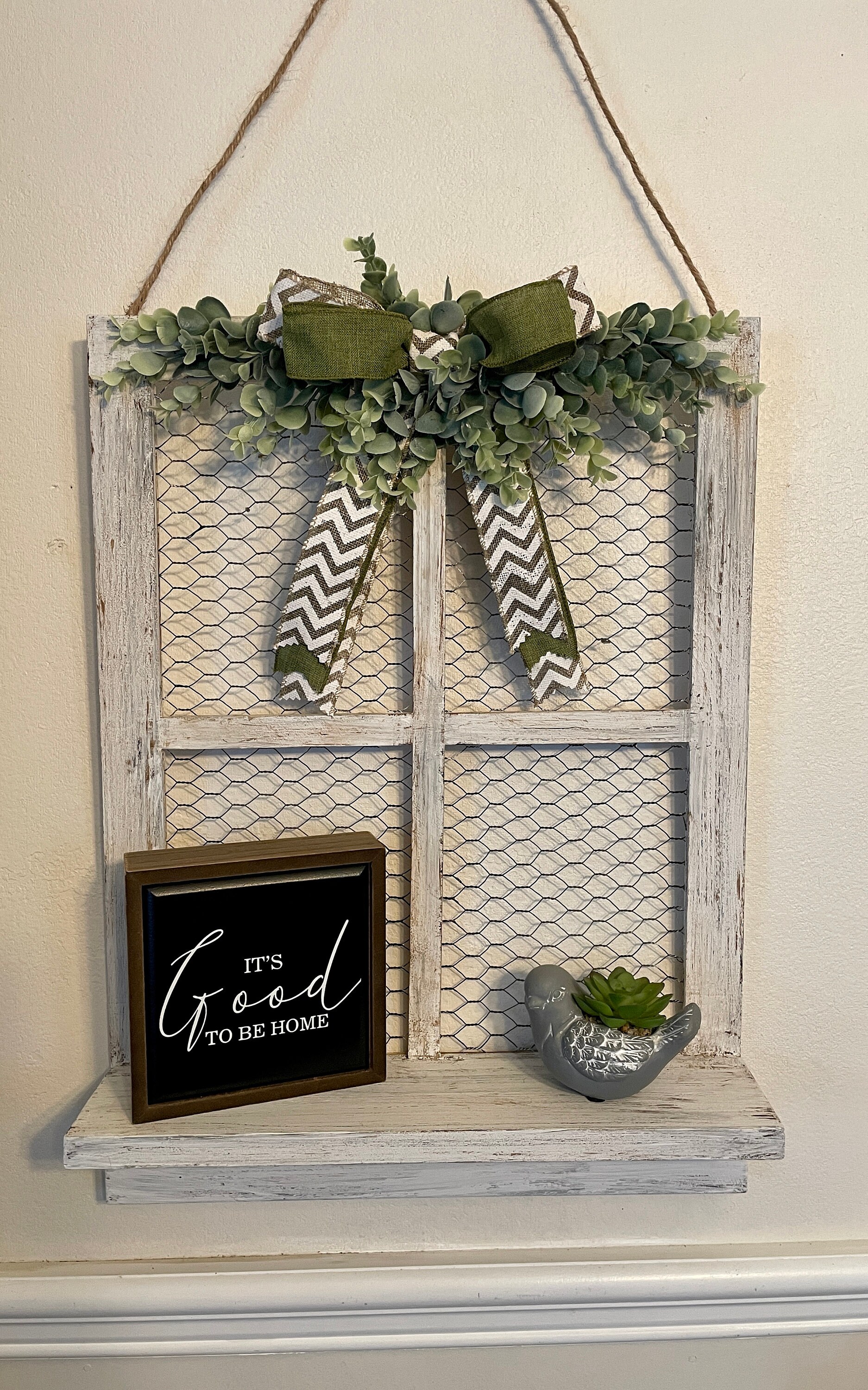 Farmhouse White Wall Decor, Window Frame Wall Decor, Rustic Wall Decor