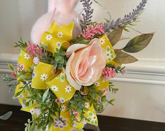 Bunny Table Decor, Decorated Flocked Bunny, Easter table decor, Spring table decor, Easter gift, Spring table decor