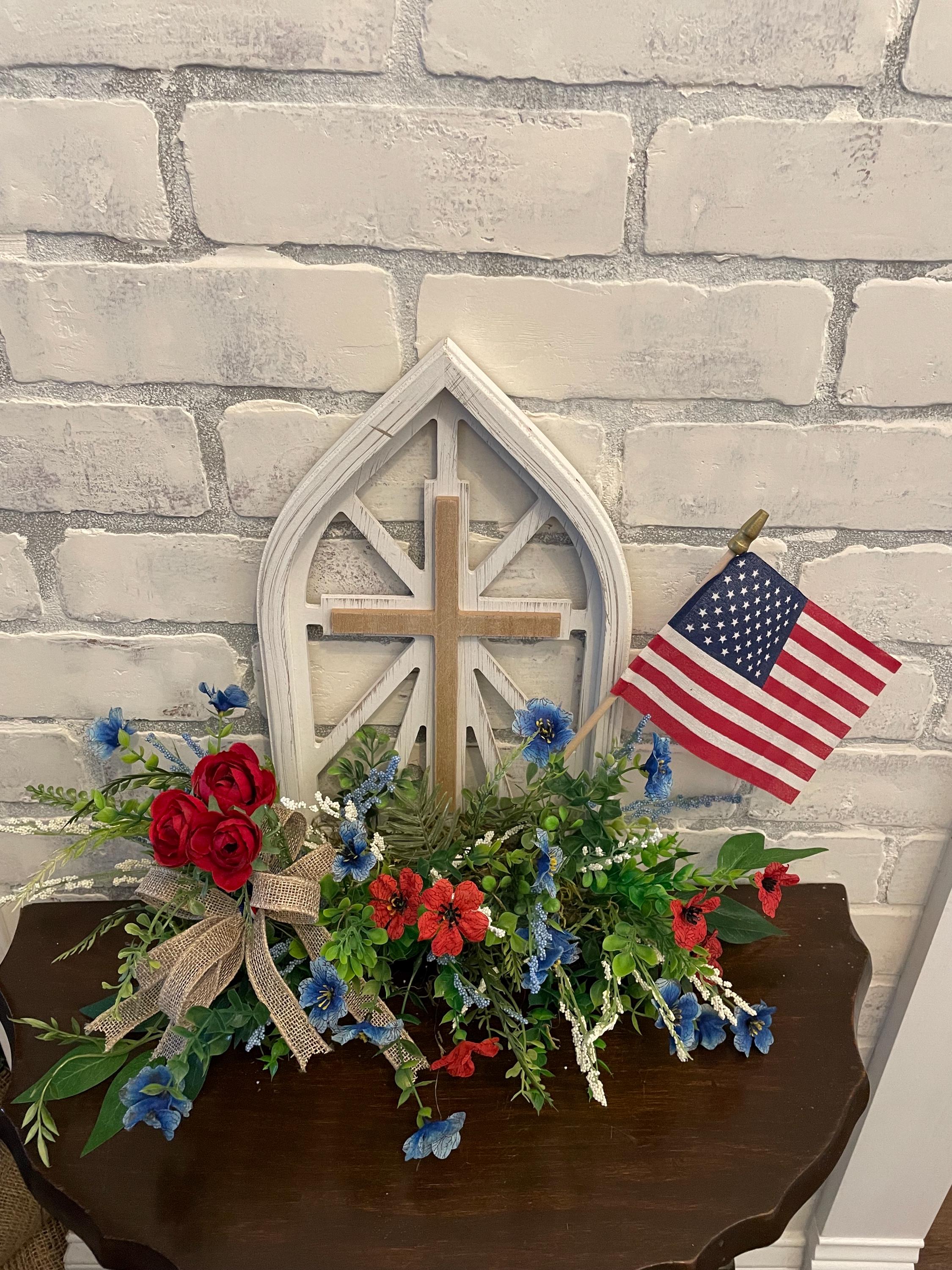 Patriotic Cross, Flag Table Decor, Military Wedding, Ceremony, Funeral ...