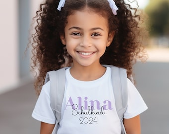 Personalized school child 2024 T-shirt: Celebrate the school year! School child T-shirt. T-shirt for starting school school child with name. First day of school.