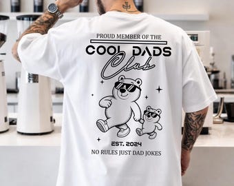 Personalized oversized "COOL DADS CLUB" T-shirt for dads, featuring the child's birthday – Father's Day gift, Daddy shirt for dads, gift idea for fathers