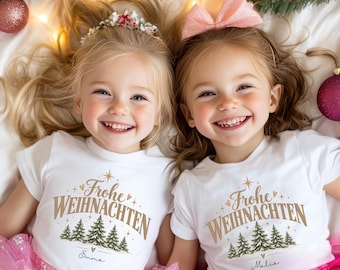 Weihnachts Familien Outfit personalisiert – Sweatshirt T-Shirt Babybody mit Name,Mama Papa Kinder Partnerlook Weihnachten Weihnachtspullover