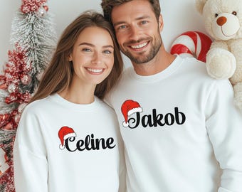 Personalized Christmas sweatshirt with name – Christmas sweater for women & children – Mother-daughter matching outfit – Santa Claus gift