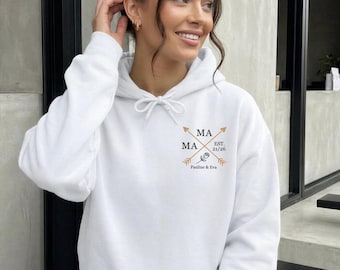 Personalized Mother's Day Gift - Hoodie with children's names and birth years - Personalized Sweatshirt