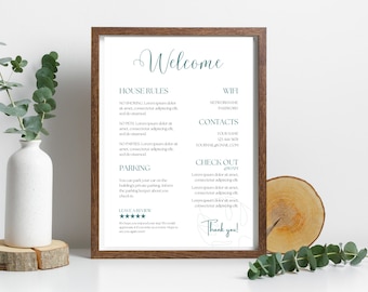 Welcome Sign For Airbnb | Welcome Sign Template | Wifi Sign | Airbnb Checkout Sign | Editable Airbnb Sign | VRBO Welcome Sign | Airbnb sign
