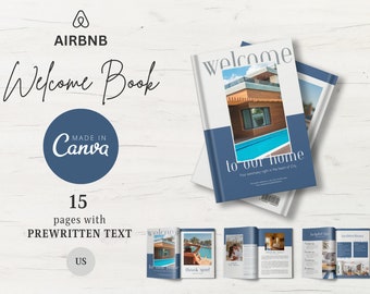 Airbnb Welcome Book Template | Rental House Guest Book | Airbnb House Manual | Host Signs | VBRO Host Guidebook | Canva Template | Template