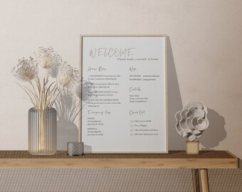 Airbnb Welcome Sign Template | Airbnb checkout sign | Editable Welcome Sign | Wifi Sign |Welcome Sign Canva Template | VRBO Welcome Sign