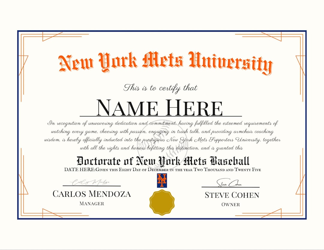 New York Mets Baseball Gift for Sports Fans Personalized Custom MLB