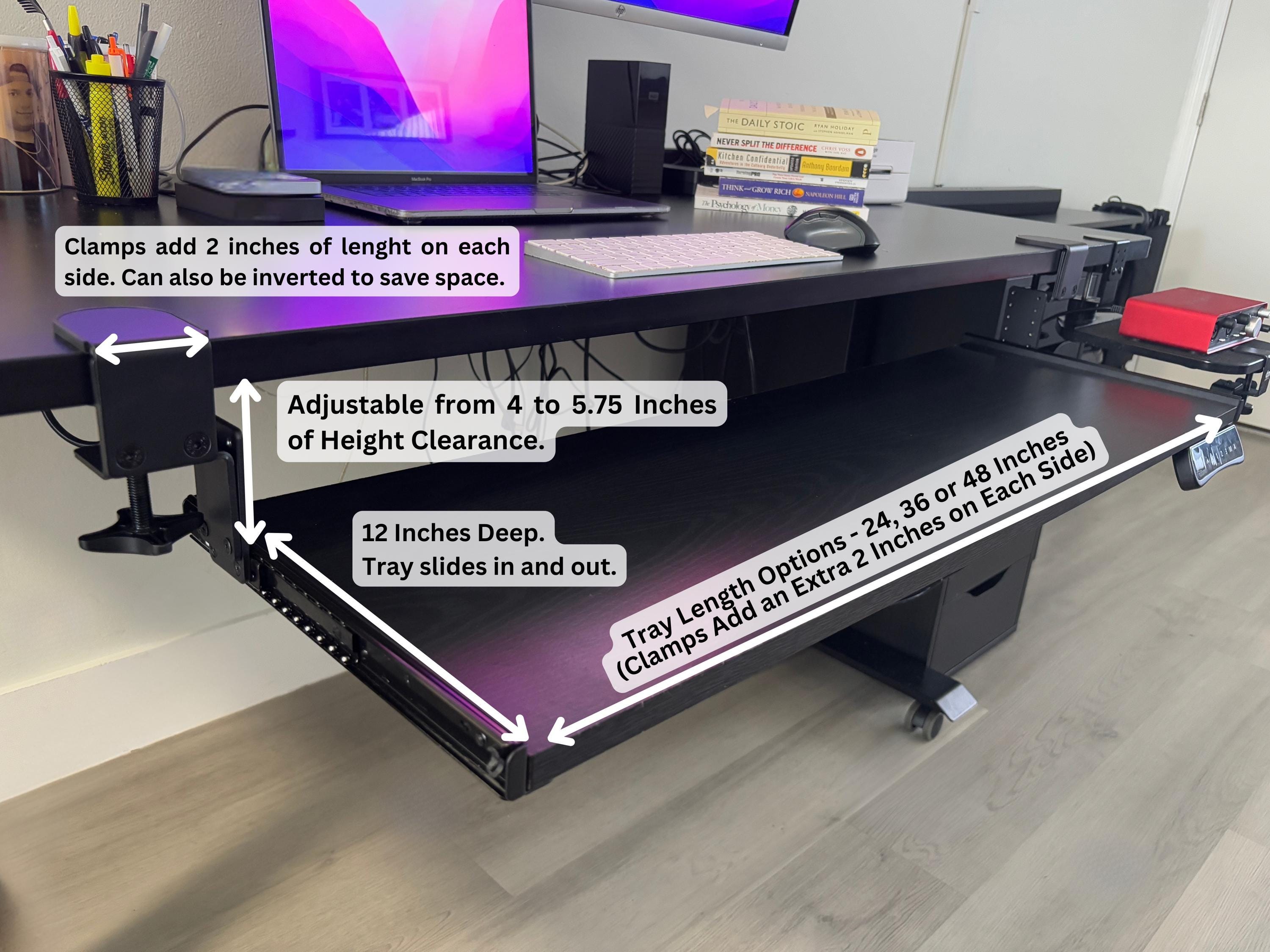 Producer Keyboard Rack Clamp-on Under Desk MIDI Keyboard Tray – Heavy Duty, Adjustable for ...