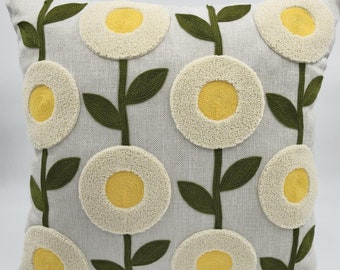 Sunflower Punch Embroidered Throw Pillow Cover,Decorative Punch Needle Pillow,Tufted Pillow Cover, Bohemian Pilllowcase,Upholstery Fabric