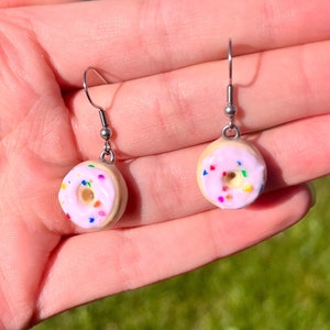 Polymer clay donut earrings cute food earrings