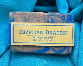 Egyptian Dragon Artisan Cold Process Soap, Handmade Soap, Half Size Bar with Shea Butter and Kaolin Clay.
