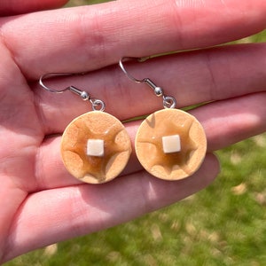 Polymer clay realistic pancake earrings, realistic pancakes with maple syrup and butter, cute breakfast earrings