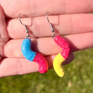 Polymer clay gummy worm earrings candy earrings cute earrings