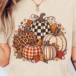 Fall Pumpkin PNG: Leopard Print Polka Dot Fall Trendy Autumn Design