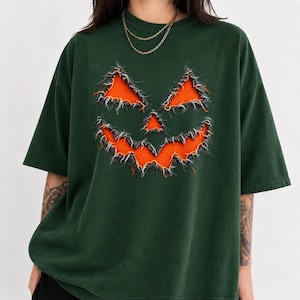 Frayed Denim Jack-o’-Lantern Face Png, Fall Pumpkin PNG, Stitched Fabric Autumn PNG, Retro Patchwork PNG, Rustic Thanksgiving Shirt Graphic