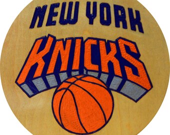 091-New York Knicks Wood-Burned Plaque – NBA Fan Art